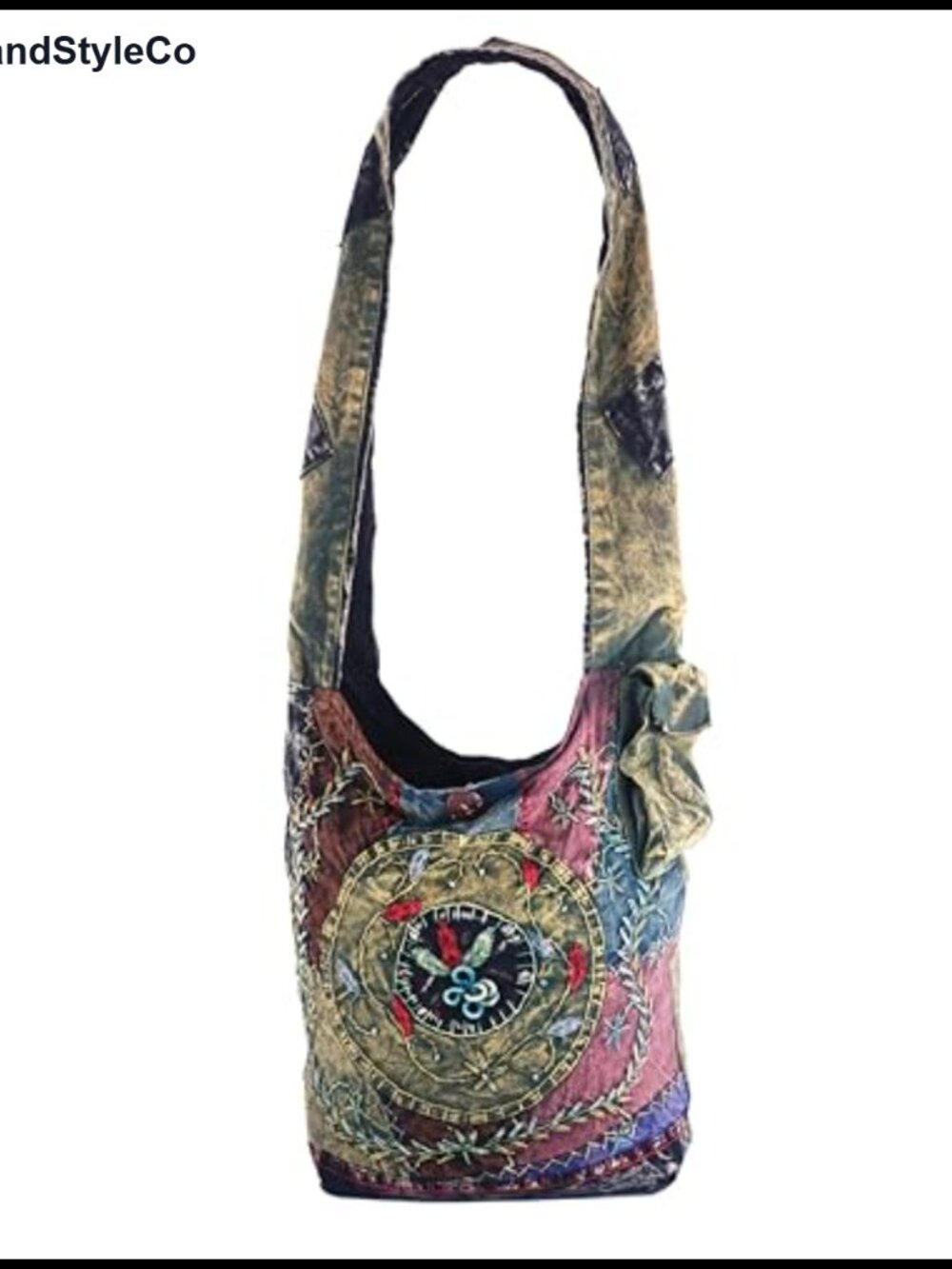 Handmade Cotton Jacquard Crossbody Bag Large Embroidered Hobo Purse Patchwork